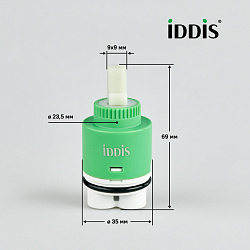 Картридж керамический для смесителя, 35 мм, с ножками, IDDIS, 999C35H0SM