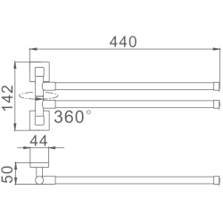 Держатель для полотенец, двойной, поворотный 400 мм, хром HB8612