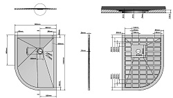 Поддон для душа из искусственного камня  VST-4SQ9012W-L,1200*900*25, белый матовый, левый, , шт