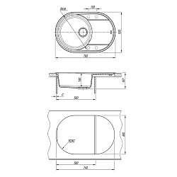 LACHA 760 Мойка кухонная из кварцгранита цвет: серый шёлк комплектация: крепеж, сливная арматура с п