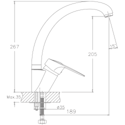 Смеситель для кухни, латунь, хром HB4104