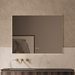 Зеркало LED VLM-4F100BG-2 1000х800 c сенсорным выключателем, антизапотевание, брашированное золото, 