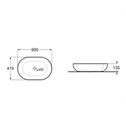 Раковина керамическая Vincea VBS-113MA, 600*400*135, накладная, цвет антрацит матовый, , , шт