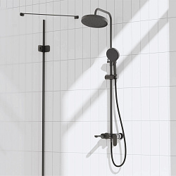 Душевая система со смесителем Pragma Olako, матовый черный, OLK3.BFSS.022