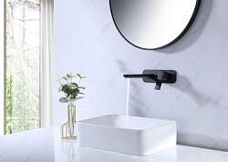 Встраиваемый смеситель для раковины, длина излива 20 см, латунь/чёрный