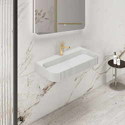 Раковина из искусственного камня Vincea VWB-6SG75MW, 750*460*120, подвесная, цвет белый матовый, , ш