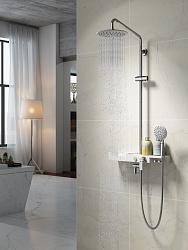 Душевая система с верхним душем Ø25 см и поворотным изливом-переключателем, регулируемая высота 1,6~