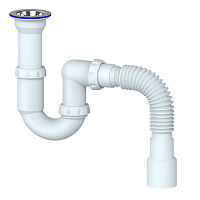 Y120 CИФОН ДЛЯ ТЮЛЬПАНА ПРЯМОТОЧНЫЙ С ЛИТЫМ ВЫПУСКОМ 1 1/2 40 И ГИБКИМ