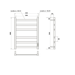 Полотенцесушитель электрический Point Меркурий PN83856GR П6 500x600, диммер справа, графит премиум