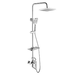 Термостатическая душевая система с верхним душем 20х20 см и поворотным изливом 11 см, регулируемая в
