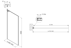 Душевая перегородка Walk-In VSW-7HA800CLB, 800*2000, черный матовый, стекло прозрачное, , шт
