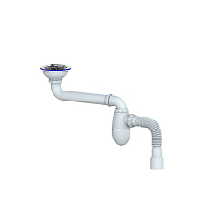 BC21 сифон для  мойки со смещением прикручивающийся выпуск 3 1/2" (Ø 40)  чашка из нержавеющей стали