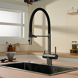 Смеситель для кухни Vincea VKF-120GM, вороненая сталь, , шт