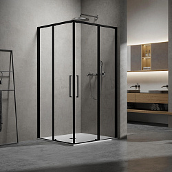 Душевой уголок Slim 8mm VSS-6SL8010CLB, 1000*800, черный, стекло прозрачное, , шт