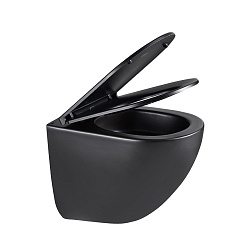 GLAZER Унитаз подвесной, безободковый с сиденьем микролифт, смыв вихревой Торнадо 3.0,черный матовый